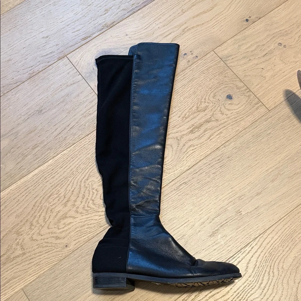 Stuart Weitzman Black Leather Knee stretch Boots 8